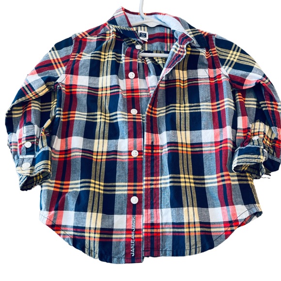 Janie and Jack Other - JANIE AND JACK Plaid Button Down Shirt Blue Orange Toddler 18-24 months boy baby